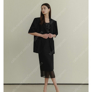 엘보른 caden 오간자 스커트 블랙 38 새상품/elborn caden organza skirt /블랙스커트 H 라인 스커트 여름스커트