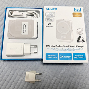 앤커 맥고 qi2 3in1 무선충전기 화이트 팝니다.(Anker MagGo,맥세이프)
