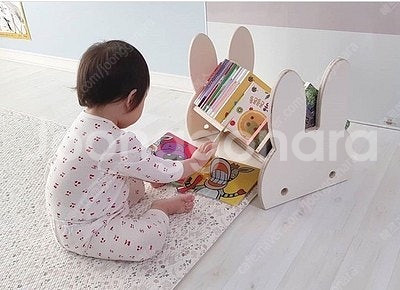 에이블미미 원목 자작나무 토끼 책꽂이 유아 미니책장--5