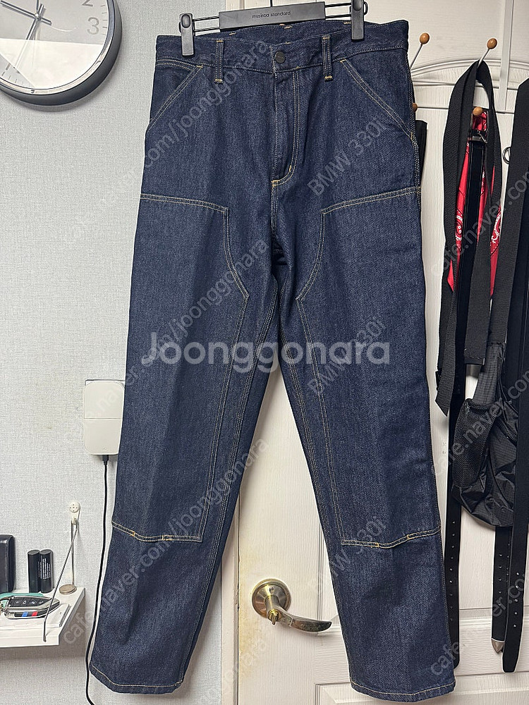 [30x32] 칼하트 WIP 스미스 데님 더블 니 팬츠 블루--1