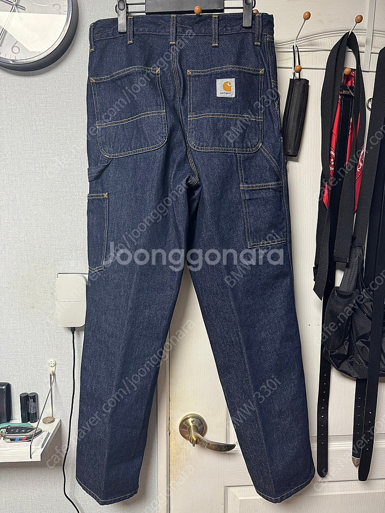 [30x32] 칼하트 WIP 스미스 데님 더블 니 팬츠 블루--2