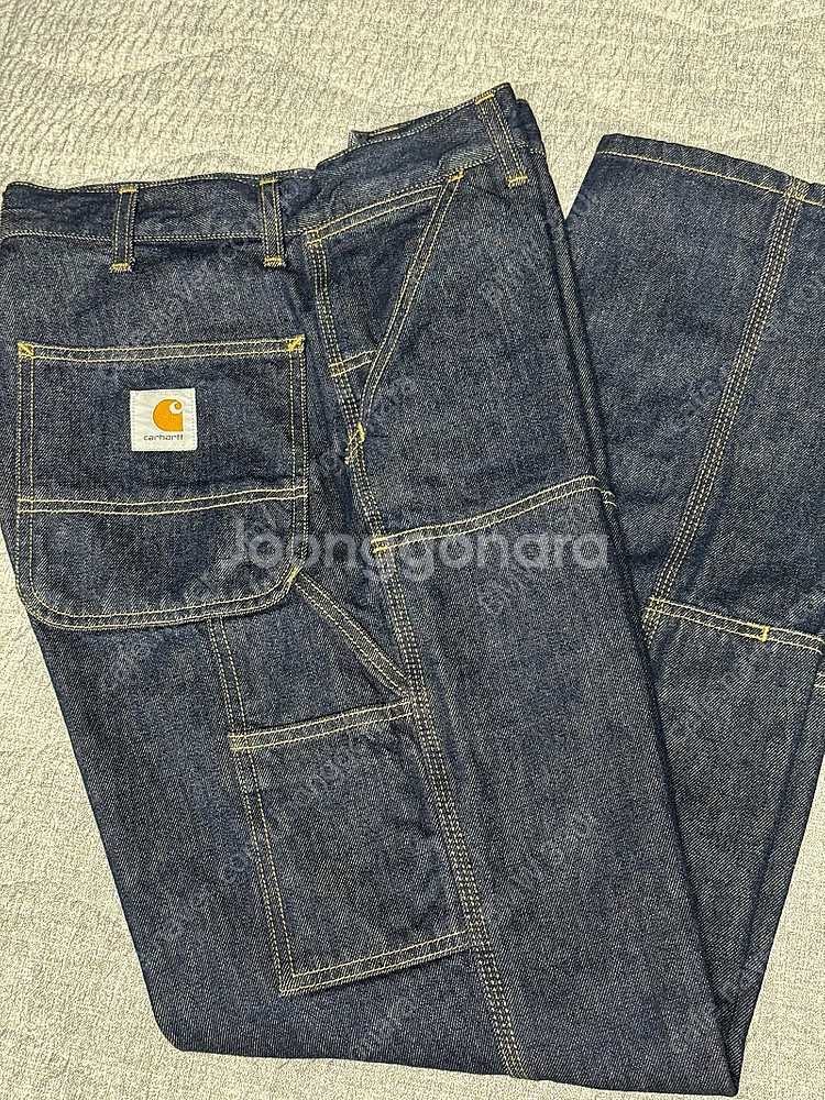 [30x32] 칼하트 WIP 스미스 데님 더블 니 팬츠 블루--3
