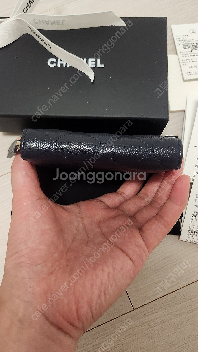 샤넬 클래식 캐비어 cc 로고 동전 카드 지갑--3