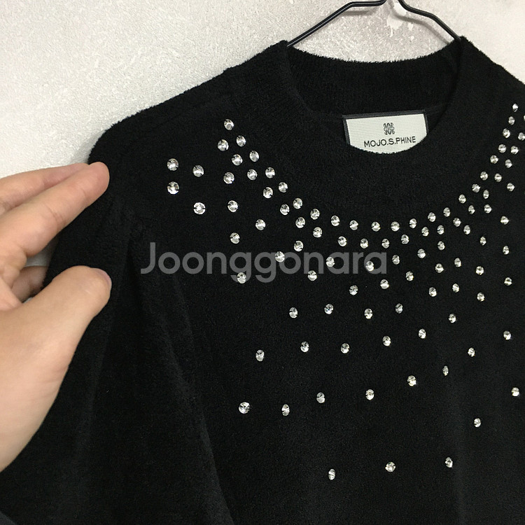 23 모조에스핀 비즈장식 반팔 니트 탑 / 랑방 마인 ...--2