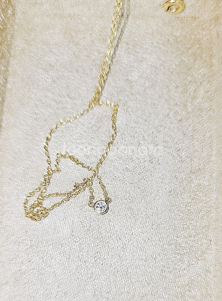 티파니 엘사퍼레티 다이아몬드 바이 더 야드 목걸이 옐로우 골드 거의 새제품 0.12 /0.44 티파니 베젤--4