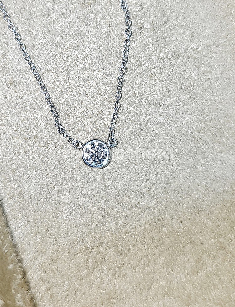 티파니 엘사퍼레티 다이아몬드 바이 더 야드 목걸이 옐로우 골드 거의 새제품 0.12 /0.44 티파니 베젤--9