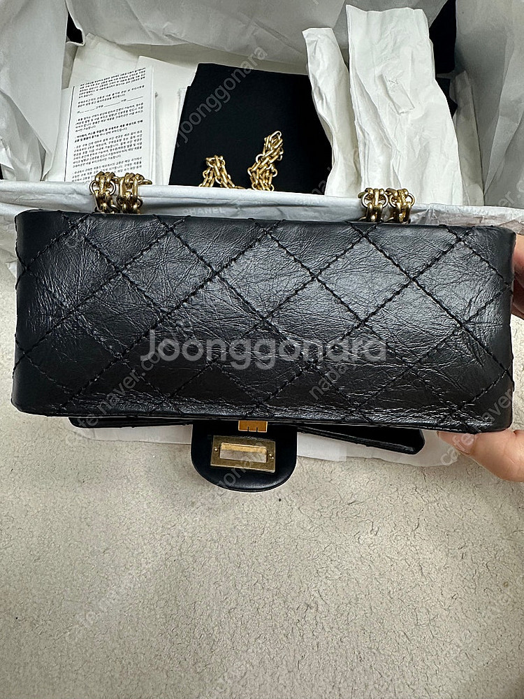 샤넬 빈티지 미니 2.55 블랙 내장칩--4