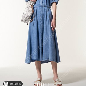 마인 퍼프 슬리브 데님 플레어 드레스 44