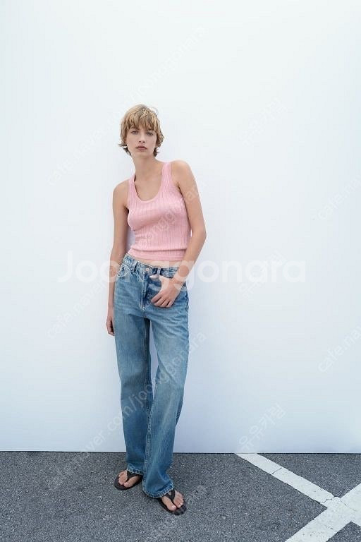 ZARA 자라 메탈릭 니트 나시 탑 핑크, 자라 나시 ...--1