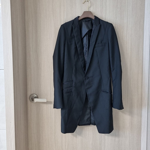 한섬 시스템 블랙 롱기장 자켓