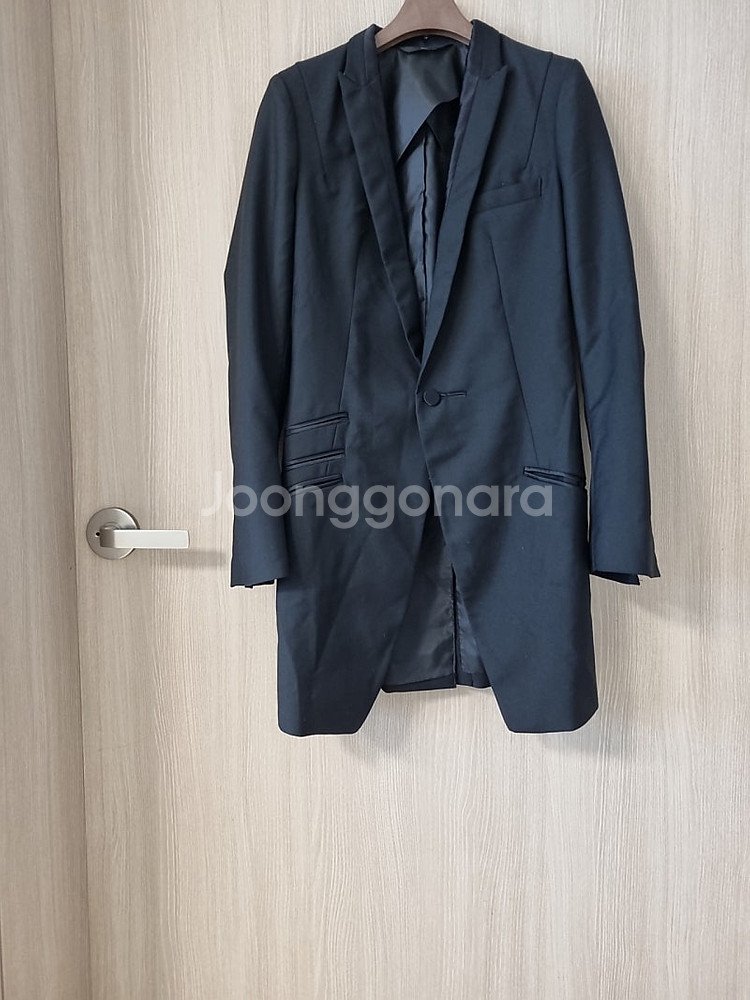 한섬 시스템 블랙 롱기장 자켓--2