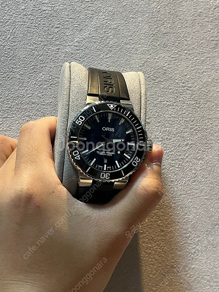 오리스 애커스 딥블루 43.5mm 러버+정품 가죽밴드등--2