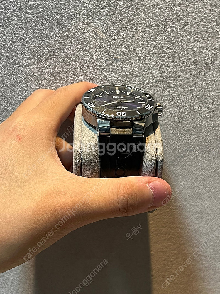 오리스 애커스 딥블루 43.5mm 러버+정품 가죽밴드등--4