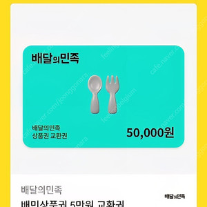 배달의 민족 모바일 금액권 5만원