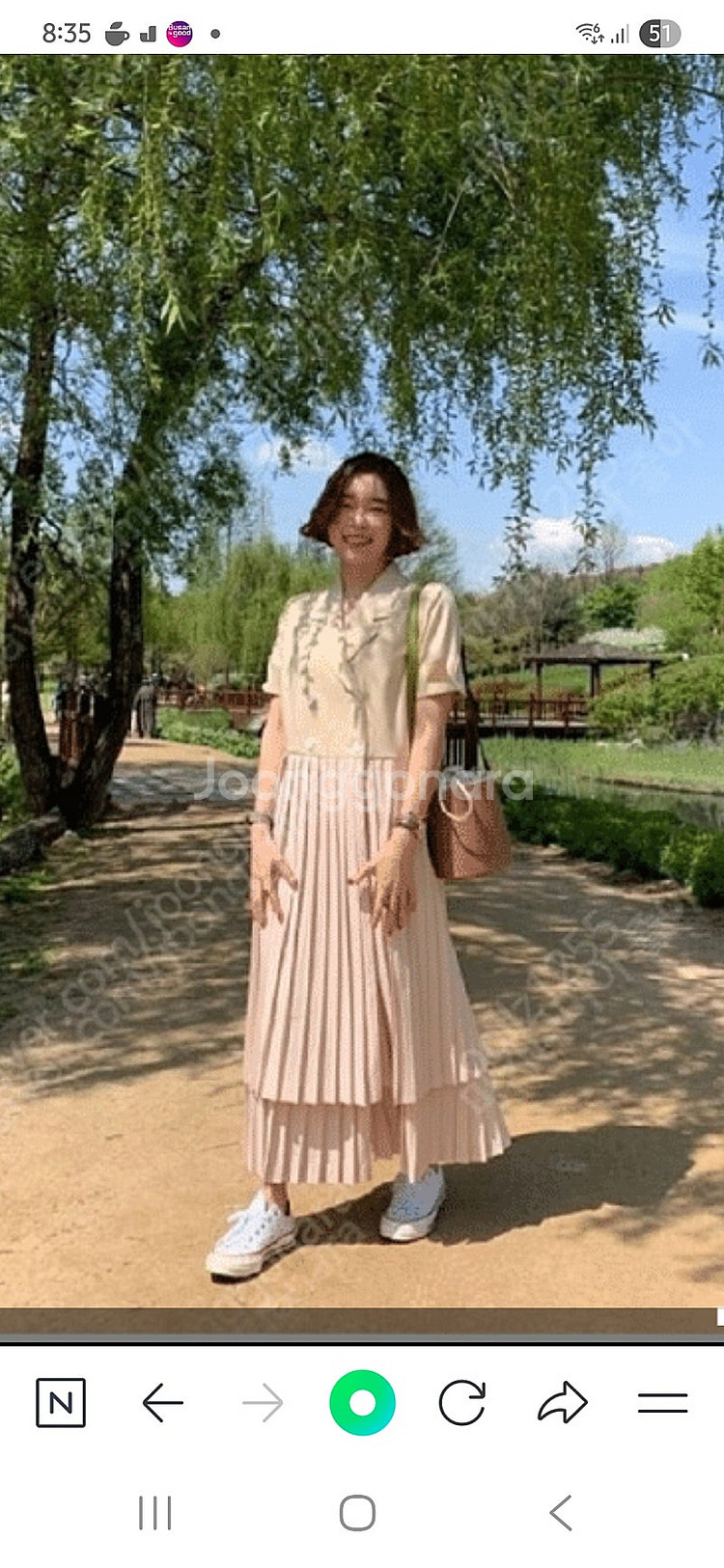 허앤쉬 허쉬 투버튼 반팔 플리츠원피스 55--0