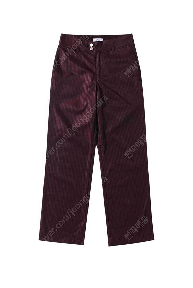 (새상품) 애즈온 리닝 새틴 트라우저 팬츠 스트라이프 슬랙스 와인 이미지