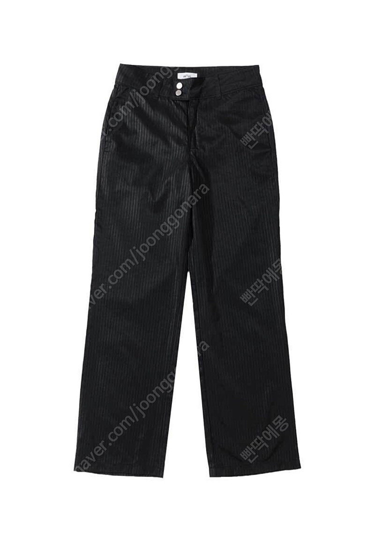 (새상품) 애즈온 리닝 새틴 트라우저 팬츠 스트라이프 슬랙스 블랙 이미지