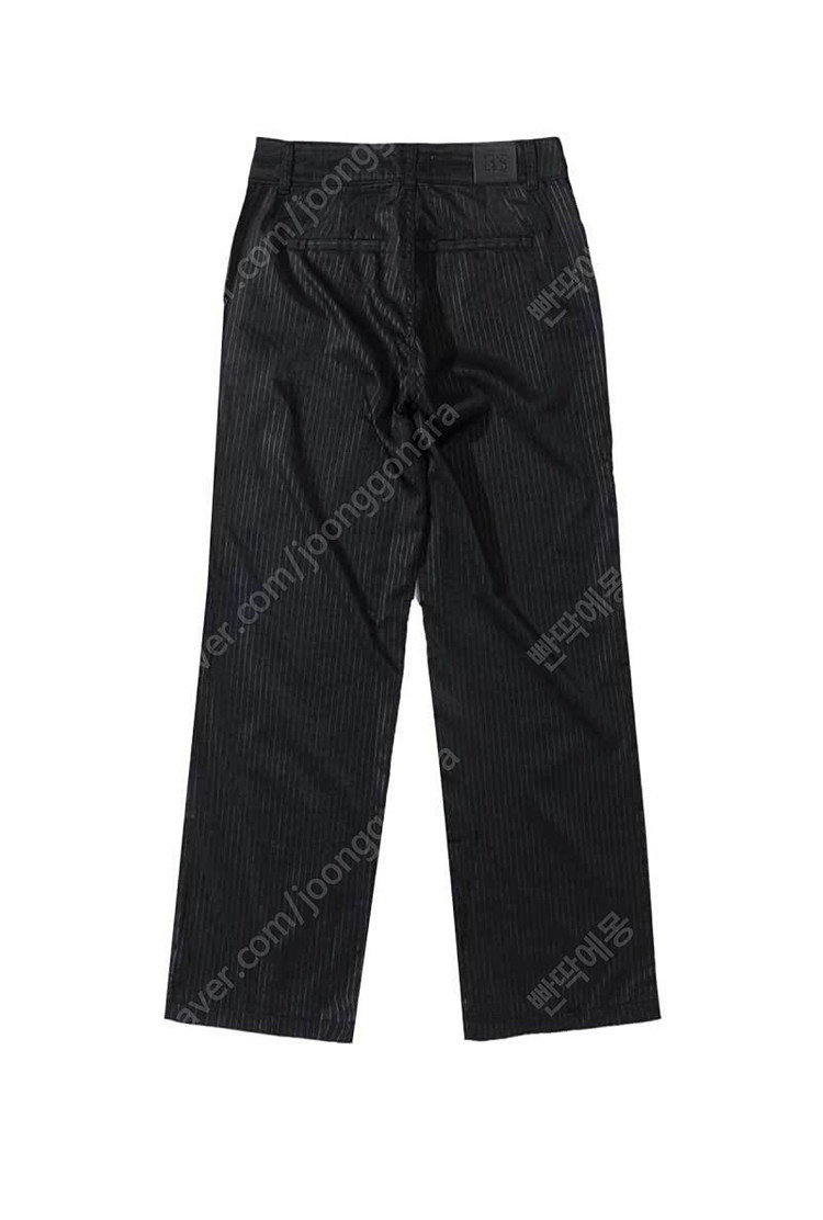 (새상품) 애즈온 리닝 새틴 트라우저 팬츠 스트라이프 슬랙스 블랙 이미지
