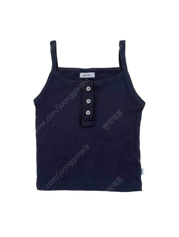 (새상품) 애즈온 버튼 베이직 슬리브리스 네이비 나시 탑 이미지