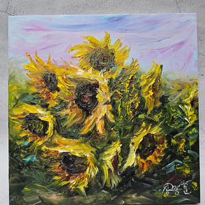(원화) 6호 캔버스 유화그림 해바라기꽃 그림 서양화