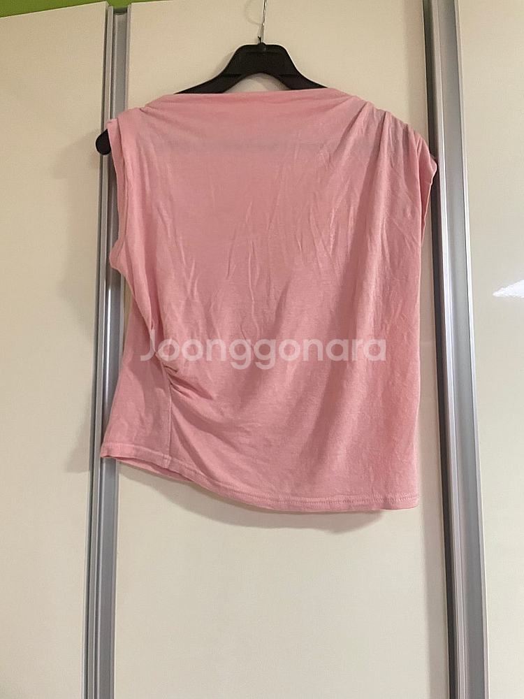 셔링 티셔츠 분홍 드레이프 티셔츠--0