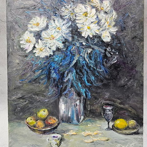(원화) 6호 캔버스 유화그림 화병속과과일 그림 서양화