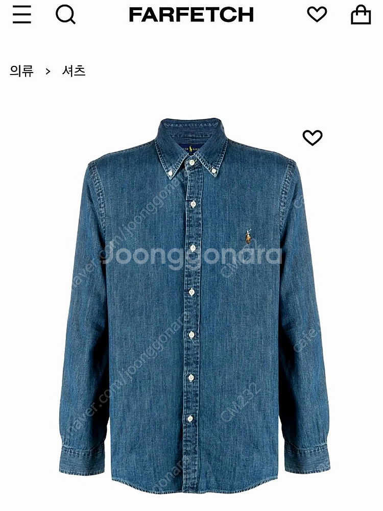 폴로 랄프로렌 중청 데님 셔츠 클래식핏 XL사이즈 새제...--3