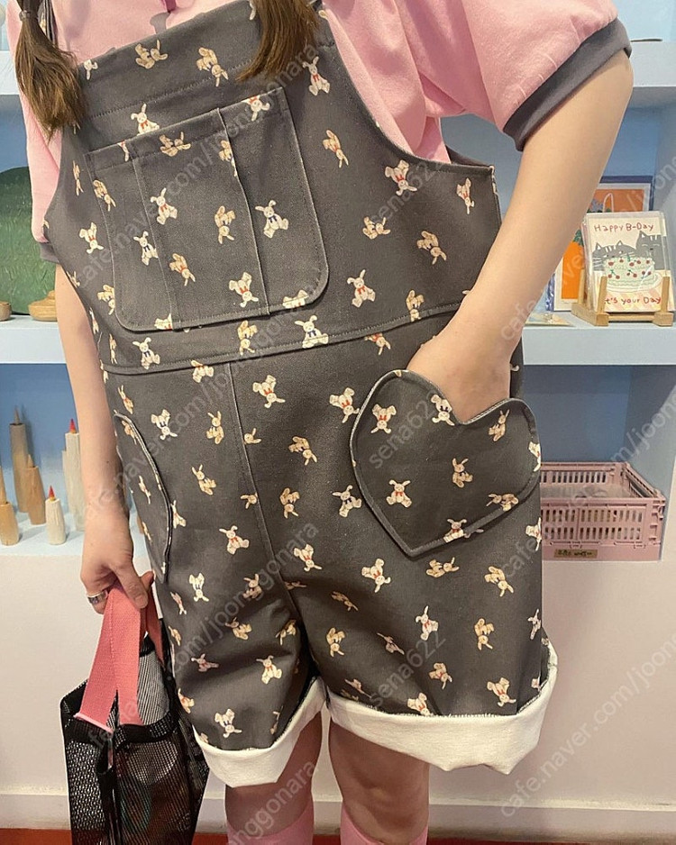 레레 토곰이 하트포켓 5부 멜빵바지 44~88 택포 이미지
