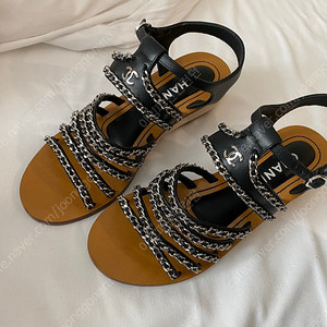 새상품) 샤넬 로고 체인 웨지힐 샌달 샌들 G35867