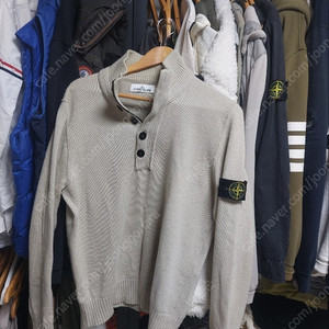 스톤아일랜드 하프집업 울 니트 베이지카키L