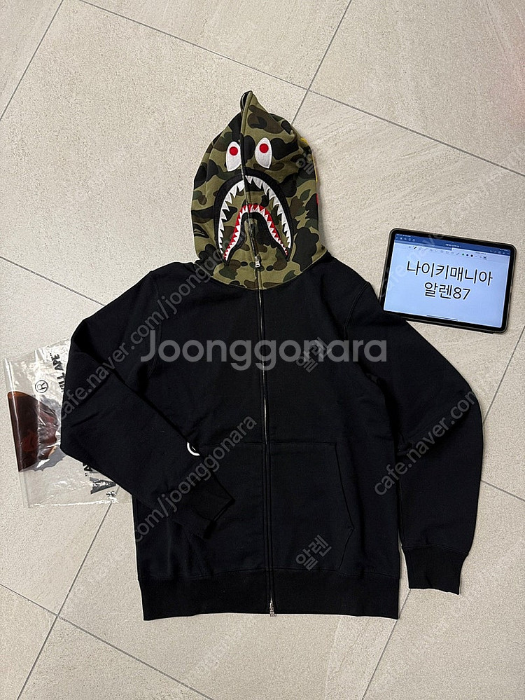 베이프 샤크후드 집업후드 블랙 XL--0