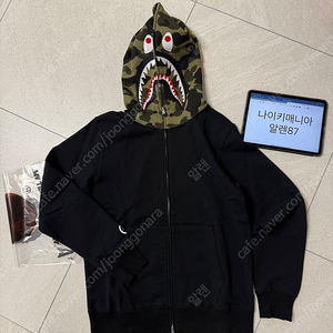 베이프 샤크후드 집업후드 블랙 XL