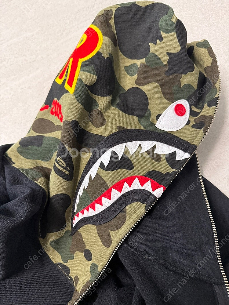 베이프 샤크후드 집업후드 블랙 XL--3
