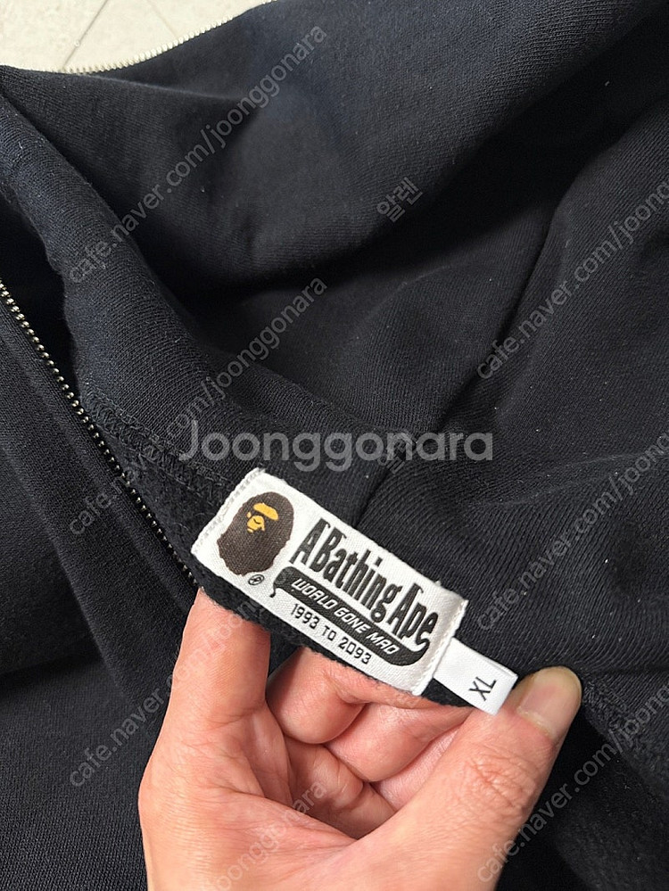 베이프 샤크후드 집업후드 블랙 XL--7