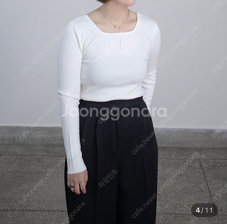 긴팔 스퀘어넥 골지 니트 여성 부드러운 이너 티셔츠--0