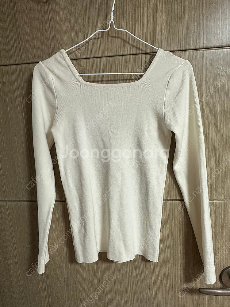 긴팔 스퀘어넥 골지 니트 여성 부드러운 이너 티셔츠--3