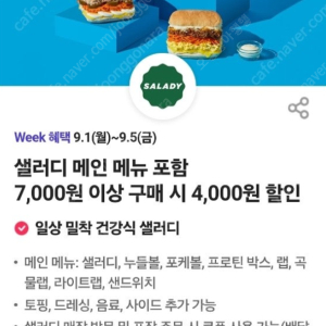 샐러디 4천원 할인쿠폰 5개 팝니다 (개당 500원)