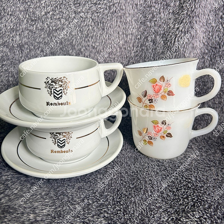 빈티지 요업개발 벨기에 롬바우츠 도자기 찻잔 커피잔--0