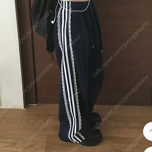 모어댄슈가 레이스 조거 와이드 트랙팬츠 네이비