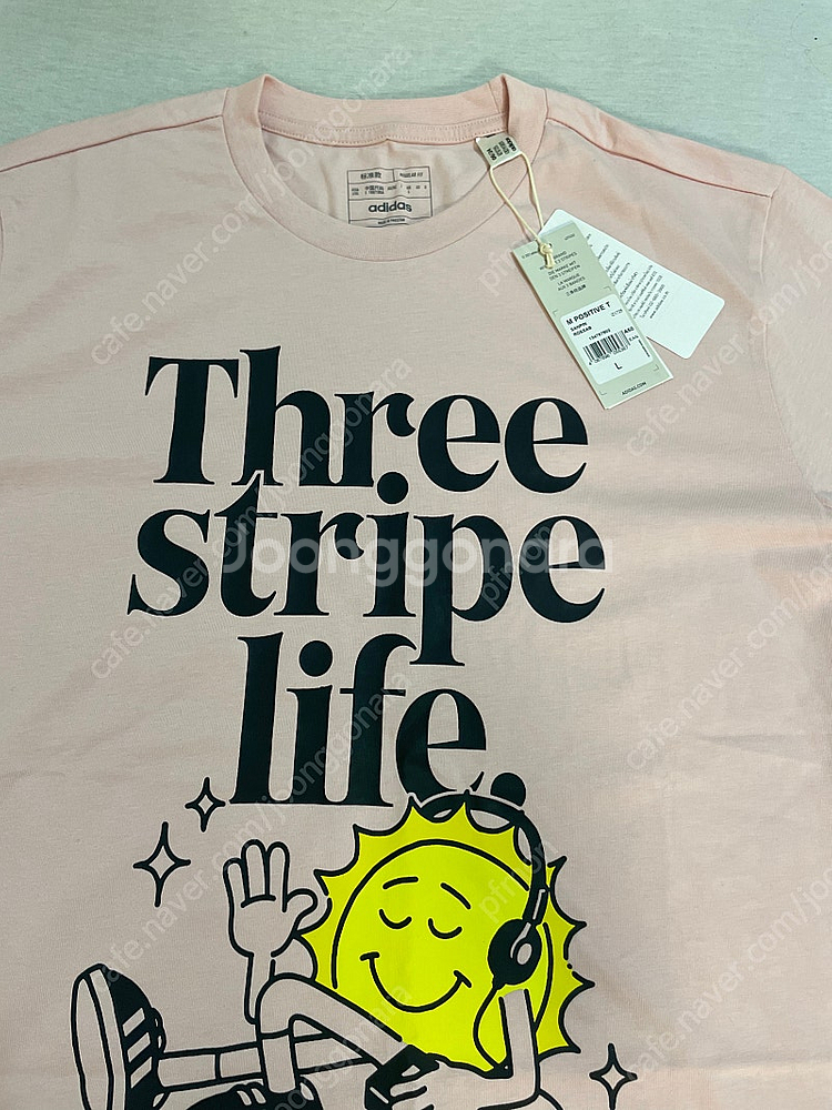 아디다스 positive 그래픽 티셔츠 핑크 반팔--1