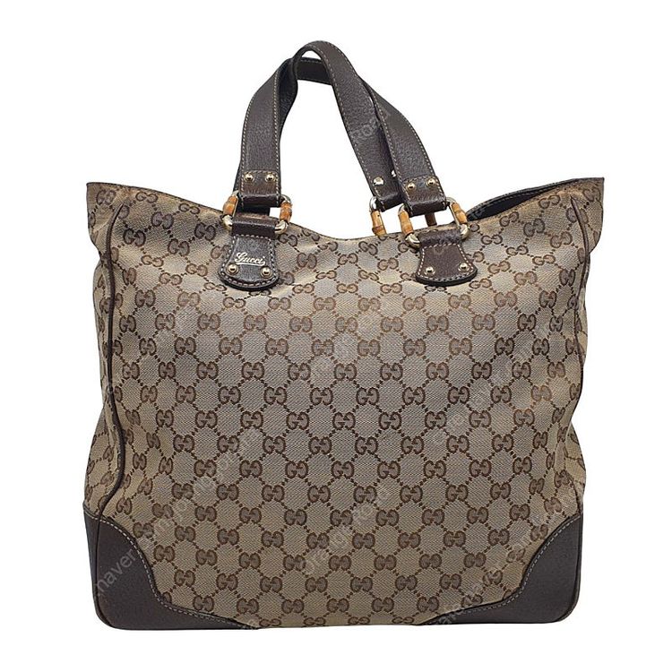 구찌 GG 캔버스 뱀부 토트백 베이지 가방 백--1