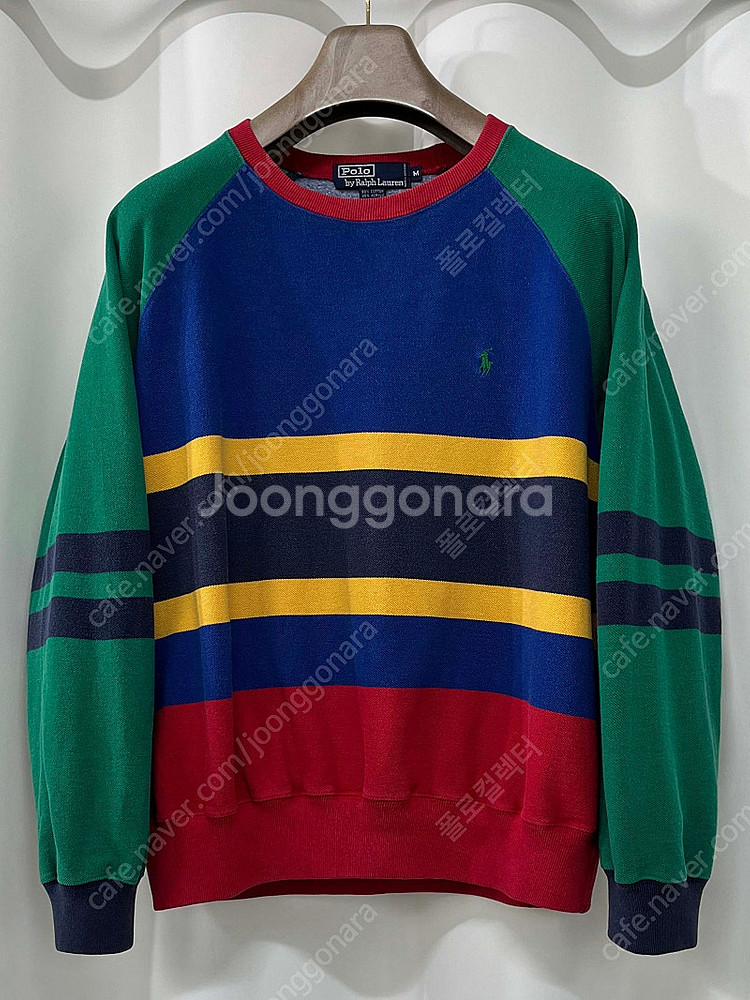 80s 폴로 랄프로렌 아크릴코튼 크루넥 래글런 스웻셔츠...--0