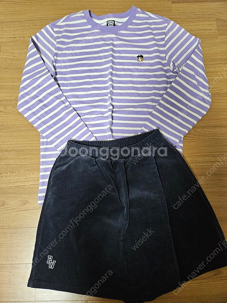 헤지스키즈 여아티 155& 골덴치마바지145 일괄 택포--0