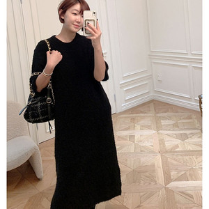 미미씨엘 제작완판 boucle one-piece [부클원피스/블랙/롱] 드레시 명품핏 고급진 트위드 롱롱 미디원피스 판매해요(비닐째새옷/프리사이즈/블랙 롱/고급진 부클소재/루즈핏여