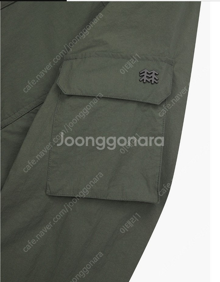 코오롱스포츠 바람막이 워싱 인후드 재킷 카키 다크그레이--5