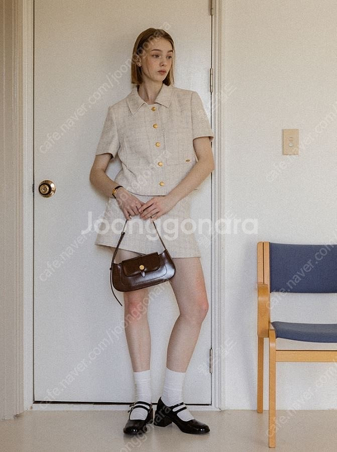 (새상품) 르메메 앙쥬 셋업 반팔 트위드 자켓 Ange Jacket--1