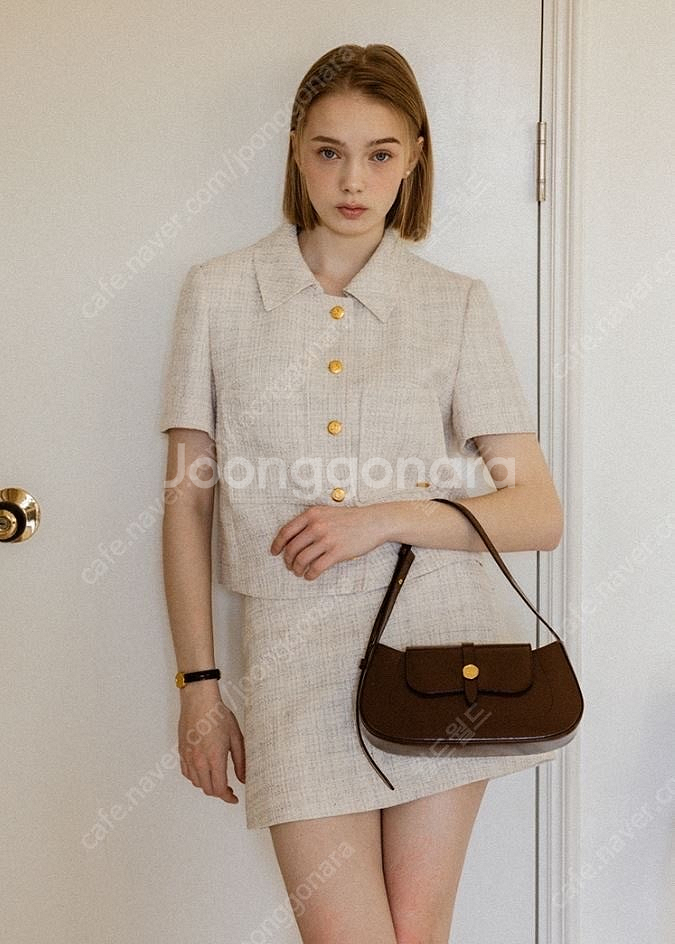 (새상품) 르메메 앙쥬 셋업 반팔 트위드 자켓 Ange Jacket--0