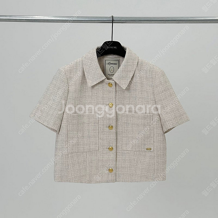 (새상품) 르메메 앙쥬 셋업 반팔 트위드 자켓 Ange Jacket--2