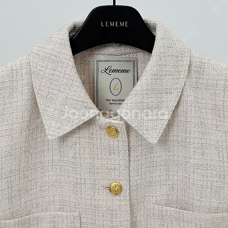 (새상품) 르메메 앙쥬 셋업 반팔 트위드 자켓 Ange Jacket--4