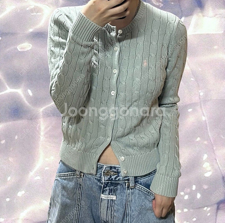 폴로 랄프로렌 케이블 꽈배기 니트 가디건 민트 S--0